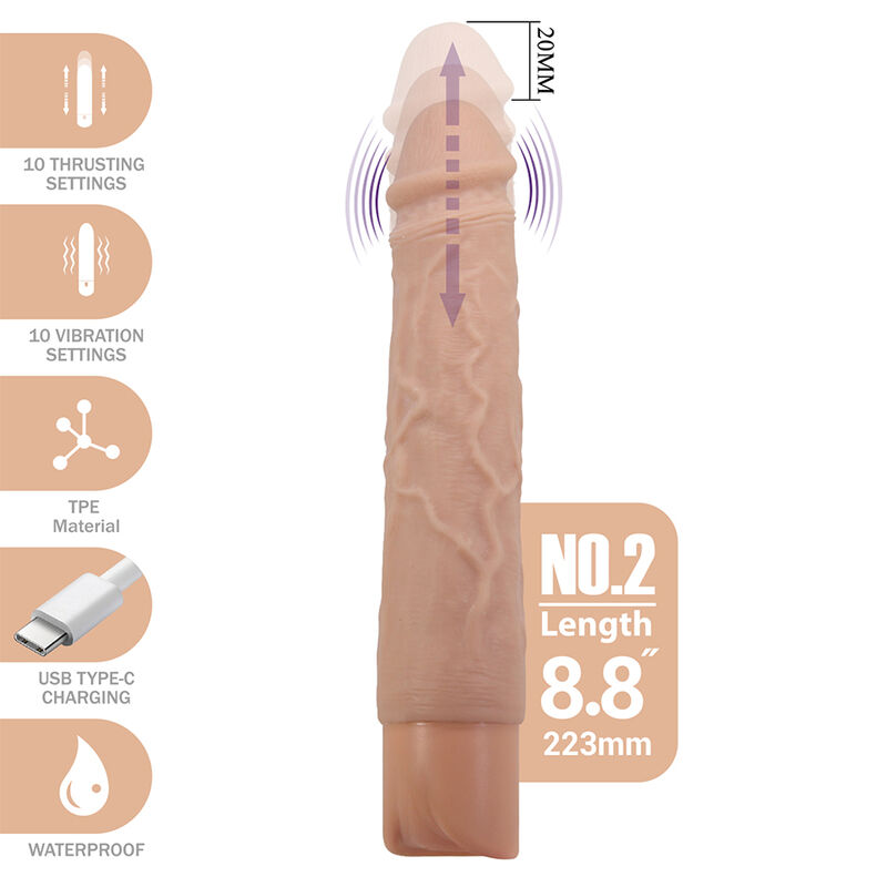PRETTY LOVE – KESSLER REALISTIC VIBRATING DILDO WITH 10 VIBRATION MODES AND 10 THROWS, 22 CM NATURAL