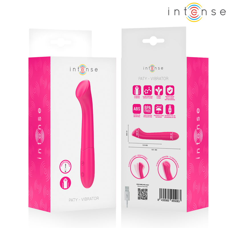 INTENSE – PATY VIBRATOR 19 CM FLEXIBLE 10 VIBRATIONS MODEL 2 PINK