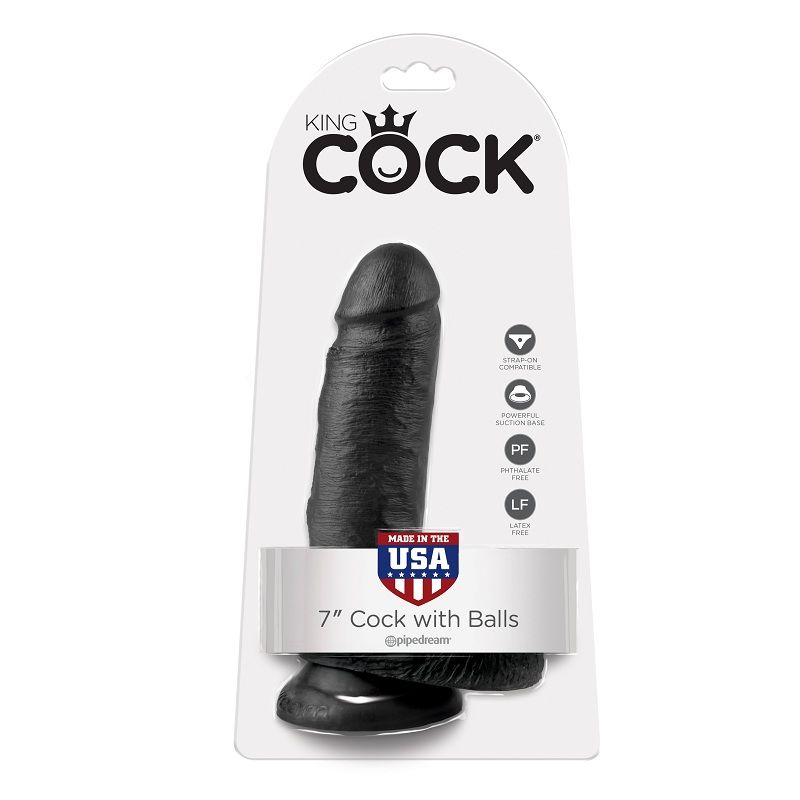 KING COCK – 7 PENE REALÍSTICO NEGRO 17.8 CM