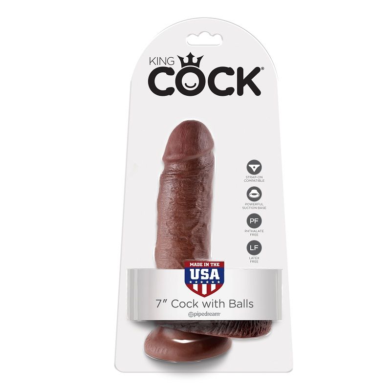KING COCK – 7 PENE REALISTICO MARRON 17.8 CM