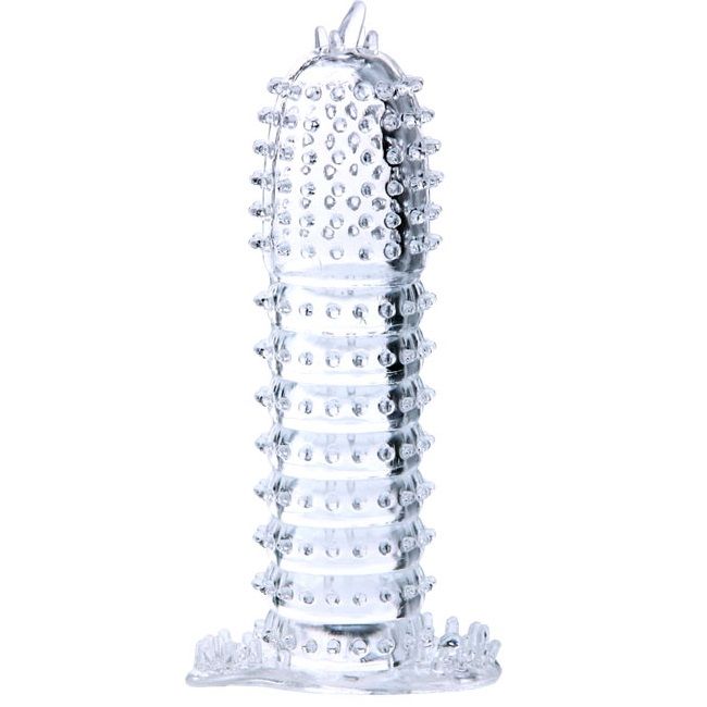 BAILE – FUNDA PARA PENE CON PUNTOS ESTIMULANTES TRANSPARENTE 14 CM