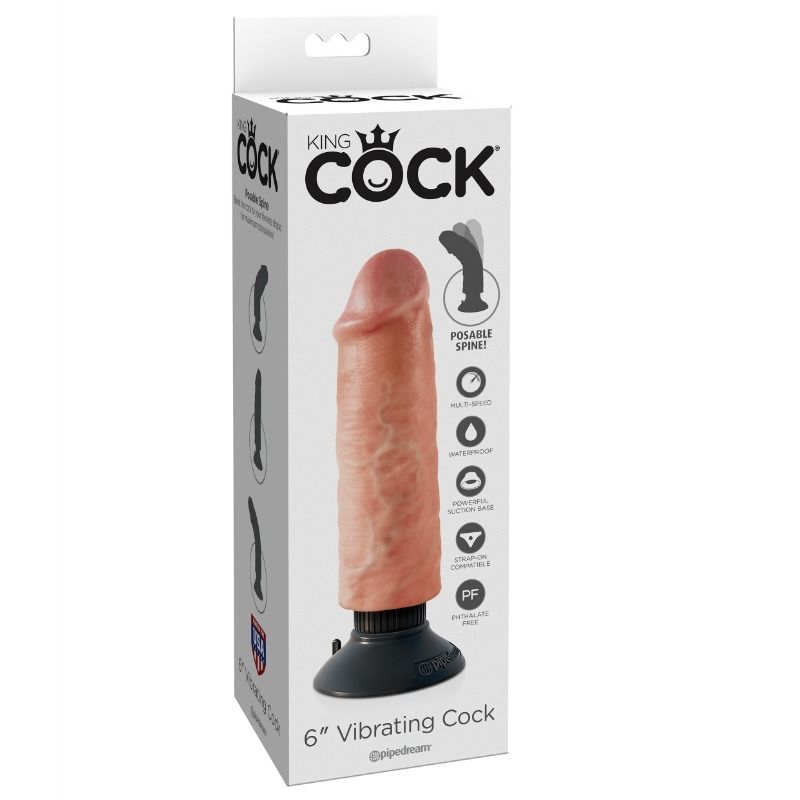 KING COCK – DILDO VIBRADOR 15.24 CM NATURAL