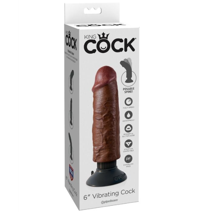 KING COCK – DILDO VIBRADOR MARRÓN 15.24 CM