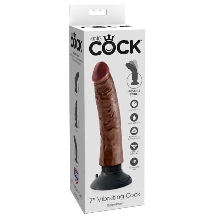 KING COCK – DILDO VIBRADOR MARRÓN 17.78 CM