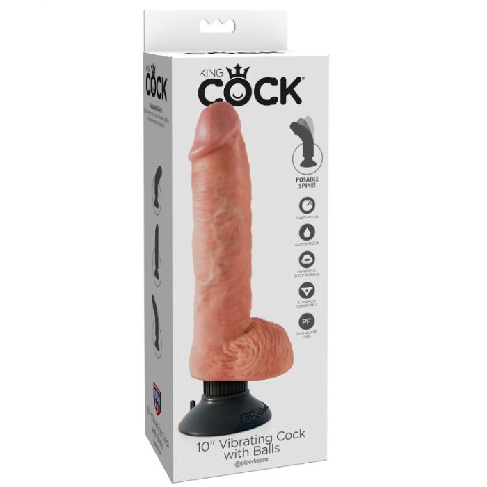 KING COCK – DILDO VIBRADOR CON TESTICULOS 25.5 CM COLOR NATURAL