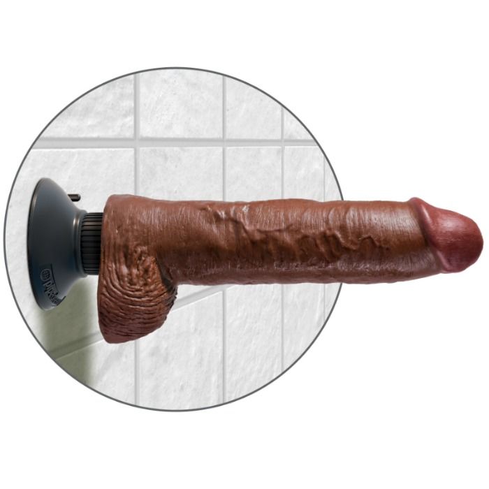 KING COCK – DILDO VIBRADOR CON TESTÍCULOS 25.5 CM COLOR MARRÓN