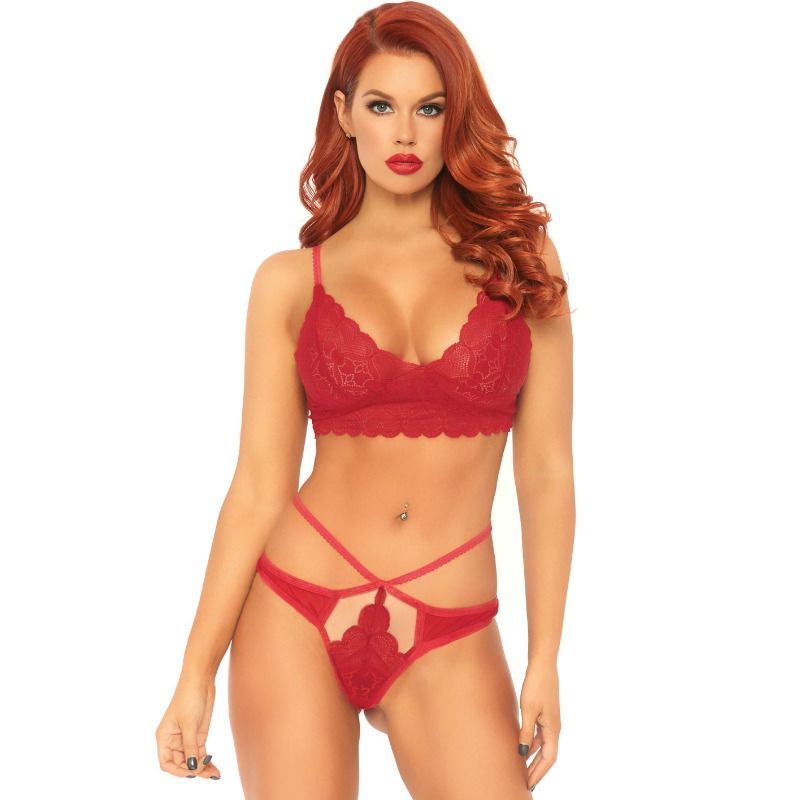 LEG AVENUE – SET 2 PIEZAS CON TANGA DOBLE TIRANTA S/M ROJO