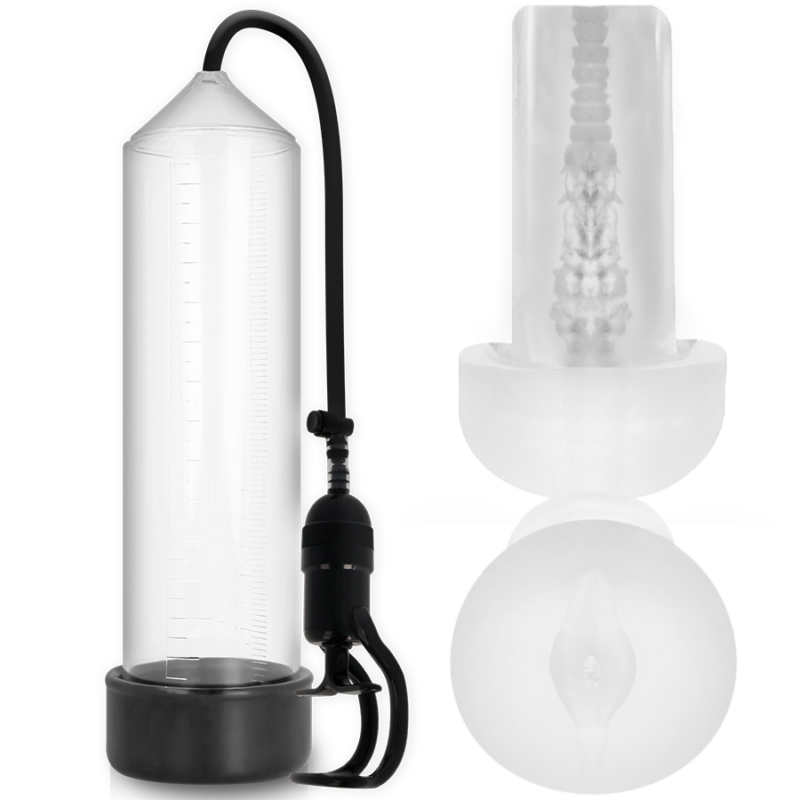 PUMP ADDICTED – BOMBA ERECCIÓN RX5 TRANSPARENTE CON MASTURBADOR