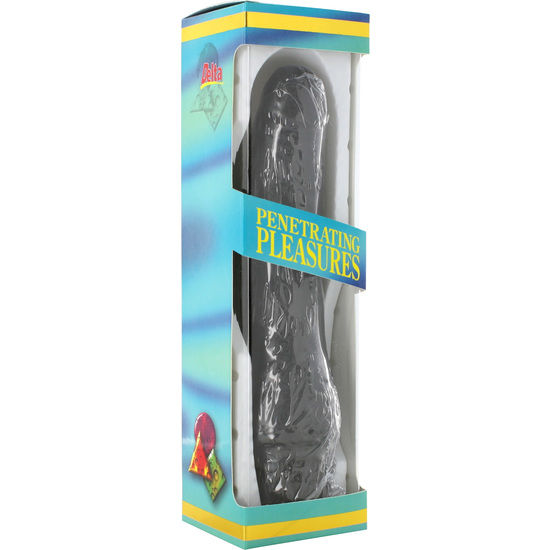 SEVEN CREATIONS – VINIL P-SHAPE VIBRATOR BLACK PENE 20 CM