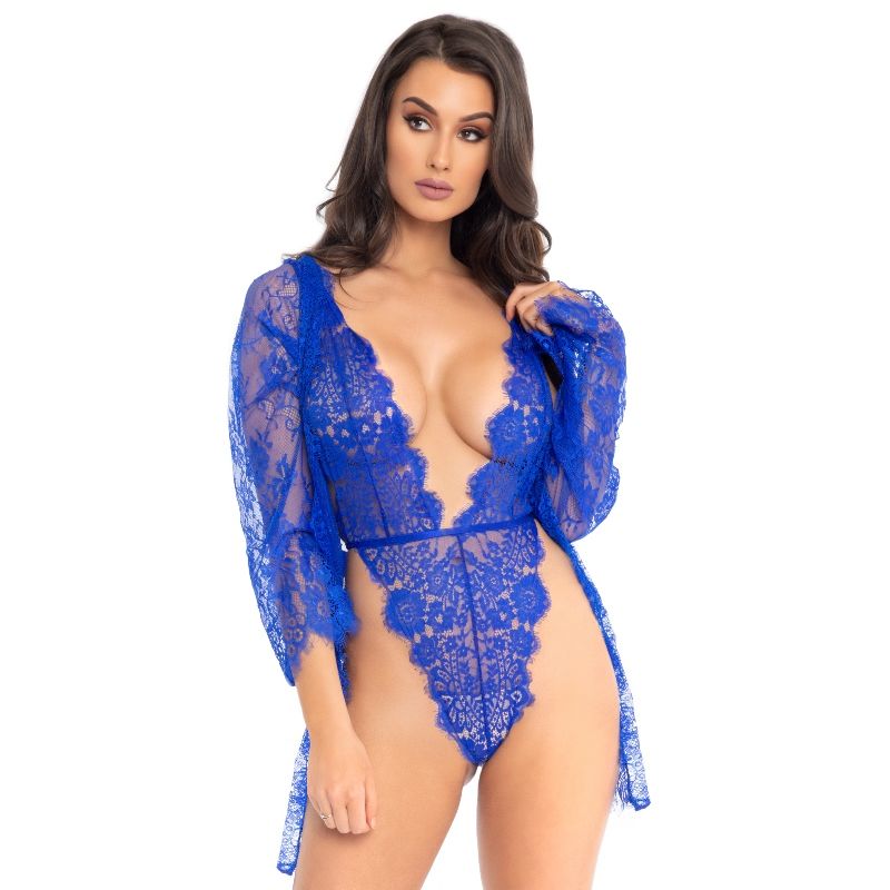 LEG AVENUE – SET CON TEDDY Y BATA AZUL S