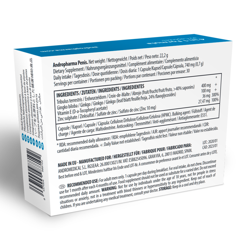 ANDROPHARMA PENIS – SUPLEMENTO ALARGAMIENTO PENE