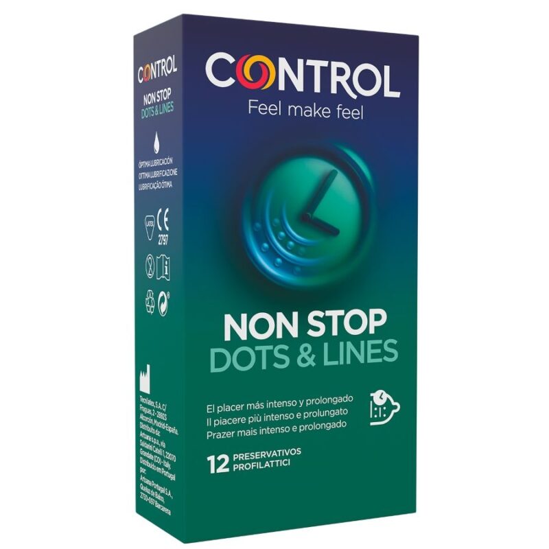 CONTROL – NONSTOP PUNTOS Y ESTRIAS PRESERVATIVOS 12 UNIDADES