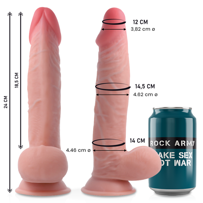 ROCKARMY – DUAL DENSITY SHERMAN DILDO REALISTA 24 CM -O- 4.62 CM