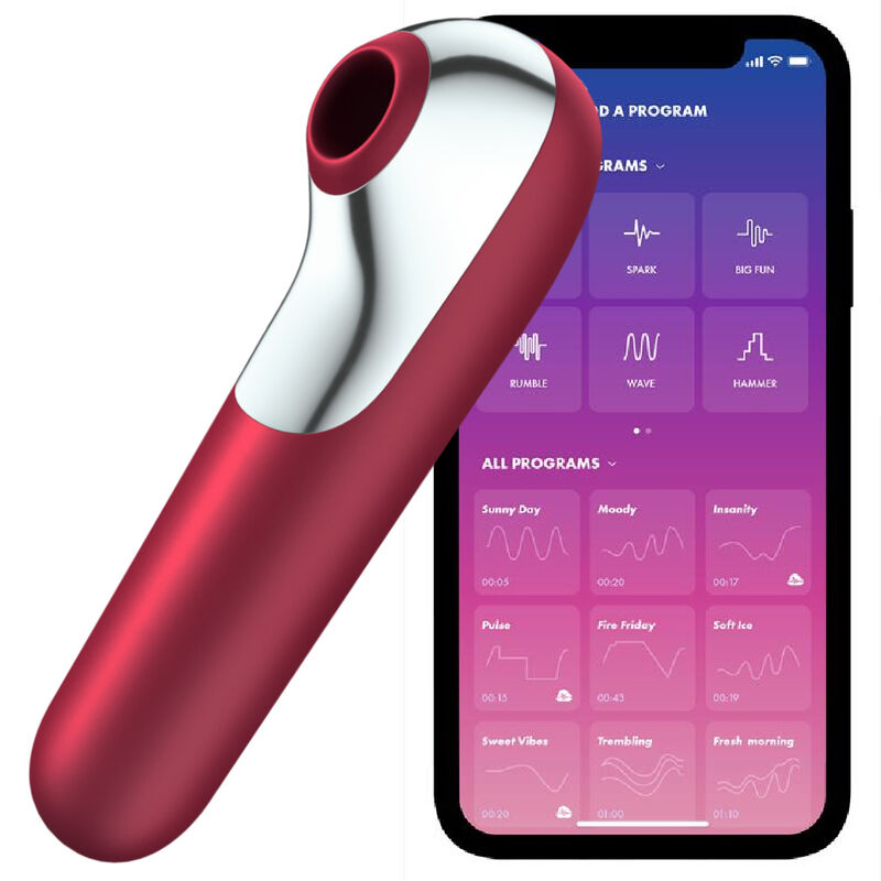 SATISFYER – DUAL LOVE VIBRADOR Y SUCCIONADOR CON AIRE PULSADO ROJO